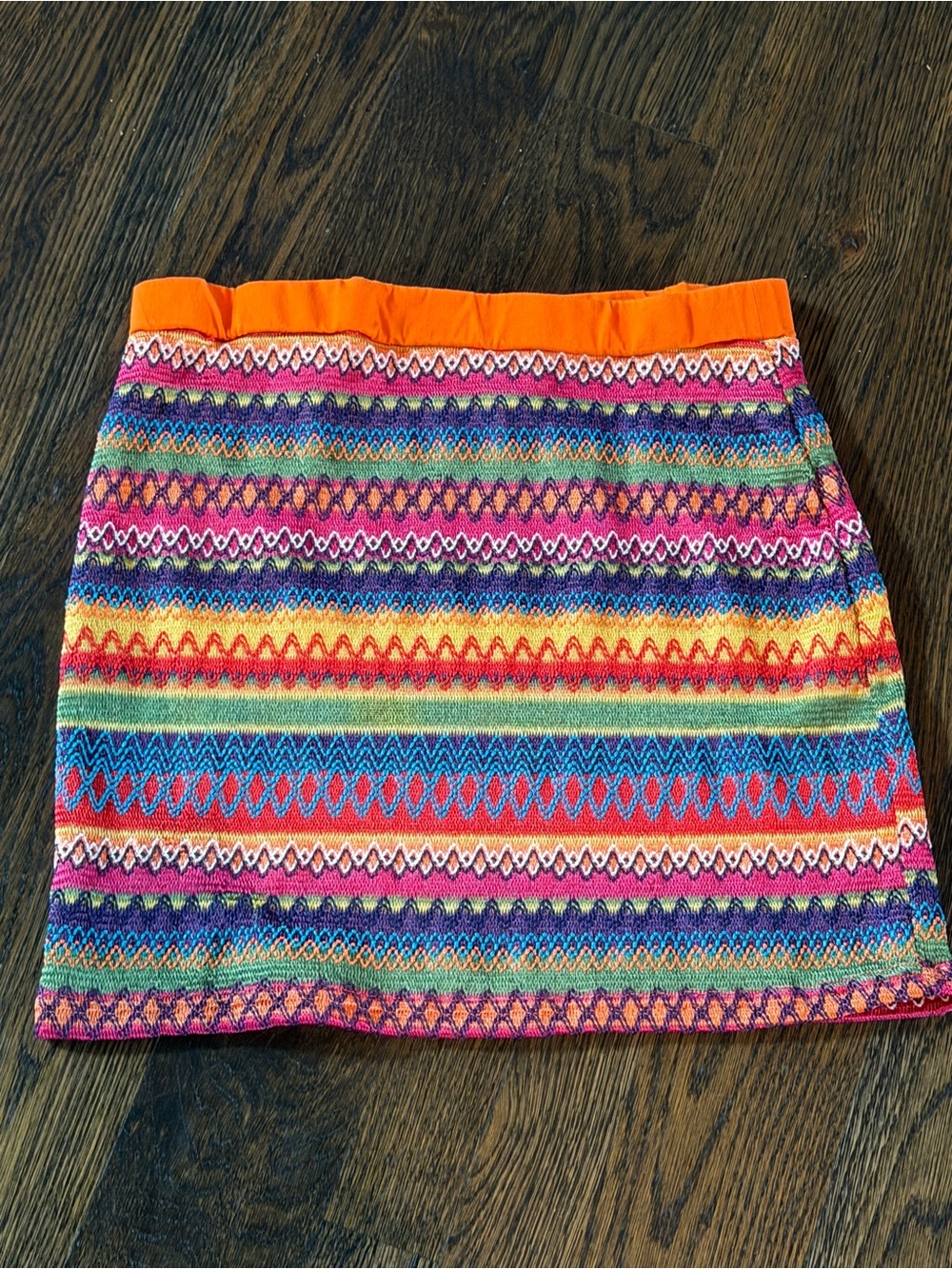 SHEIN Orange-Trim Multi-Color Striped Mini Skirt